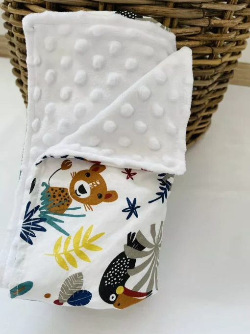 Kουβέρτα minky tropical animals white - Image 2